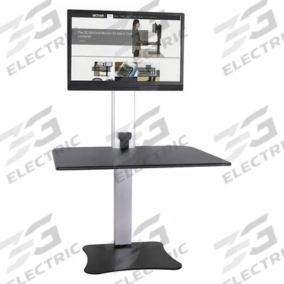VICTOR Electric Sit-Stand Desk: Monitor Holder/Power Cord/Push Button Sit-to-Stand Controller - Electronic Standing Desk Converters