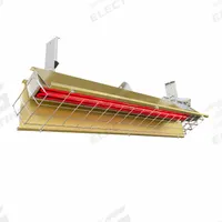 FOSTORIA Infrared Overhead Electric Heater: 3150 W Watt Output, 480V AC, 1 Phase, Hardwired, Gold (MPN P31-FSS-1). Key specifications — Wattage Output: 3150 W; Voltage: 480V AC; Brand: FOSTORIA; Electrical Connection: Hardwired; Element Type: Flat Panel Emitter; Housing Color: Gold; Housing Material: Aluminum; Overall Dimensions - L x W x D: 46 in x 9 in x 8-1/2 in.