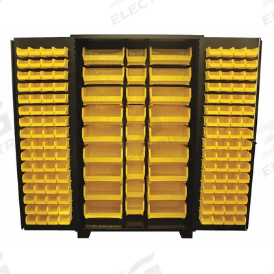 JAMCO Bin Cabinet: 48 in x 24 in 78 in, 0 Shelves, 155 Bins, Yellow, Flush, 14 ga Panel - Standard Bin Cabinets