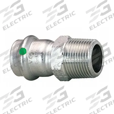 VIEGA PROPRESS Crimp Adapter Fitting: 3/4 in Pipe x 3/4 in Pipe Size, Straight - Potable Water Stainless Steel Press Tube Fittings