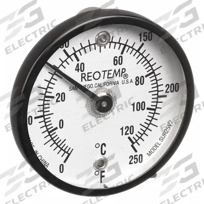 REOTEMP Magnetic Dial Thermometer: 0°F to 250°F /-20°C to 120°C - General Purpose Magnetic-Back Dial Thermometers