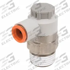 SMC Speed Control Valve: Elbow Fitting, Screw, 1/2 in Valve Body Size, 3/8 in Push to Connect Tube (MPN AS4201F-N04-11S). Key specifications — attr947203: Brass/PBT; attr947205: SMC.