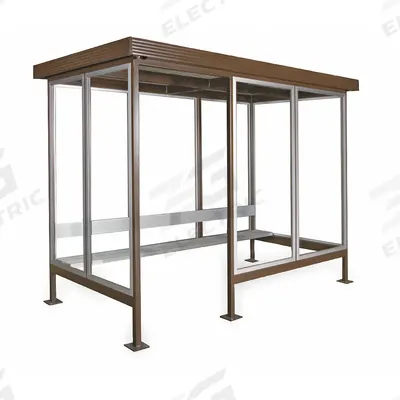 PORTA-KING Smoking Shelter: Assembled, 4 Sides, 72 in x 120 in x 94 in, Steel, Brown - 4-Wall Assembled Bus & Smoking Shelters