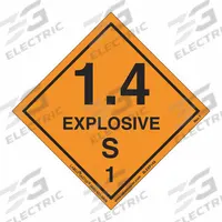LABELMASTER Explosive 1.4 S Label,Vinyl,Package Quantity 500: Explosive 1.4S, 4 in Label Wd, 500 PK (MPN SLEXP14S). Key specifications — Brand: LABELMASTER; Message: Explosive 1.4S.