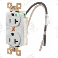 BRYANT Receptacle: Hospital Grade Fed. Spec., Duplex, 5-20R, White, 125V AC, 20 A, 2 Pole / 3 Wire (MPN BRY8300WTR)