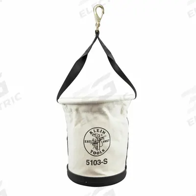 KLEIN TOOLS Bucket Bag: 12 in H, Off-White, Canvas, 0 Pockets - Canvas Bucket Bags