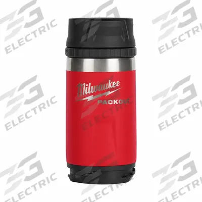 MILWAUKEE Insulated Bottle: 12 oz Capacity, Red, Stainless Steel, 7 in Overall Ht - Insulated Stainless Steel Water Bottles