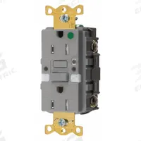 HUBBELL GFCI Receptacle: Hospital Grade, Duplex, 5-15R, Gray, GFCI, 125V AC, 15 A, 2 Pole / 3 Wire (MPN GFTRST82GYNL)