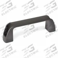 JW WINCO Pull Handle: Unthreaded Holes, Plastic, Black, 1/4 in/5/16 in/M6/M8 Screw Size, 0.24 in (MPN 6333150). Key specifications — Brand: JW WINCO; Projection Type: Non-Recessed; Material: Nylon; Finish: Matte; Color: Black; Folding Type: Fixed; Mounting Type: Unthreaded Holes; Screw Size: 5/16 in.
