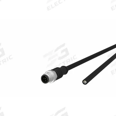 METZ CONNECT Sensor Cable: M12 Male Straight X Free End, 8 Pins, Black, PUR, 5 m Cable Lg - Single-Ended Cordsets with PUR Jacket for Twisting Applications