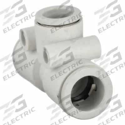 SMC Push-Fit Tee Fitting: 12 mm OD x 12 mm OD x 10 mm OD Size, Polybutylene Terephthalate - Polybutylene & Brass Tube Fittings