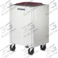 CARLISLE DINEX Tray Dispenser Cart: 150 Trays, 36 3/8 in Overall Ht, 23 1/2 in Overall Lg, Enclosed (MPN DXPIDT1E1418). Key specifications — Manufacturer Part Number: DXPIDT1E1418; NSF Certified: Yes; Caster Type: (1) Swivel; Enclosed/Open/Partially Enclosed: Enclosed; For Use With: 14 in x 18 in Trays; Material: Stainless Steel; Color: Silver; Product Type: Tray Dispenser Cart.