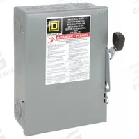 SQUARE D Safety Switch: Fusible, 30 A, Three Phase, 240V AC, Galvanized Steel, Indoor (MPN D321N). Key specifications — Brand: SQUARE D.