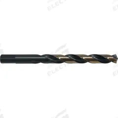 CLE-LINE Jobber Length Drill Bit: #23, 135° Split Point, Black & Gold HSS, 3-Flats Shank (MPN C18076). Key specifications — attr1225567: 0.1540.