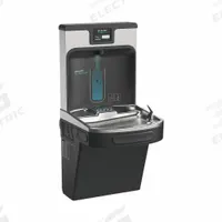 ELKAY Drinking Fountain with Bottle Filler: On-Wall, 8 gph @ 50°F, Stainless Steel, Black (MPN LZS8WSMP). Key specifications — Brand: ELKAY; Housing Material: Stainless Steel; Filter Access: Bottom Panel Access; Housing Finish: Midnight Black; Chilling Capacity: 8 gph @ 50°F; Housing Color: Black.