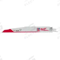 MILWAUKEE Reciprocating Saw Blade: 5/8 Teeth per Inch, 9 in Blade Lg, 0.06 in Blade Thick, 25 PK (MPN 48-00-8026). Key specifications — attr1109198: 5/8; attr1109200: Rigid for Straight Cuts; attr1109201: Straight; attr1109209: MILWAUKEE.