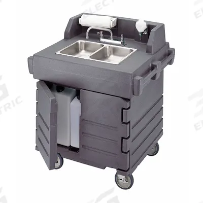 CAMBRO Portable Hand Sink: Water Heater Included, Dual Manual Handle, 1 gpm Flow Rate - Two-Bowl Portable Hand Sinks with Faucets