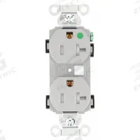 BRYANT Receptacle: Hospital Grade, Duplex, 5-20R, Gray, 125V AC, 20 A, 2 Pole / 3 Wire (MPN 8300HBGRTR)