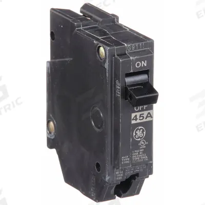 GE Miniature Circuit Breaker: THQL, 45 A, 120/240V AC, Single Phase, 10kA at 120/240V AC - THQP, THQL & THHQL Series, Plug-In GE Miniature Circuit Breakers