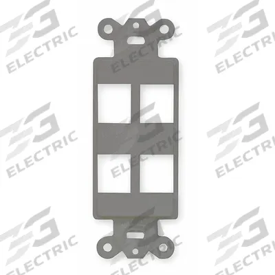 HUBBELL PREMISE WIRING Outlet Frame: Keystone, Gray, 4 Ports - Voice & Data Housings
