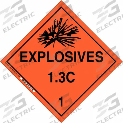 BRADY Container Placard: Explosives 1.3 C 1, 10 3/4 in x 10 3/4 in, 10 3/4 in Label Ht - Class 1: Explosives