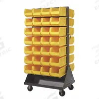 QUANTUM STORAGE SYSTEMS Mobile Louvered Floor Rack: 36 in x 24 in x 72 in, 56 Bins Included, Yellow (MPN QMD-36H-240YL). Key specifications — Bin Width: 8-1/4 in; Color: Gray; Caster Wheel/Configuration: (2) Rigid; Caster Wheel/Tread Material: Hard Rubber; Bin Color: Yellow; Bin Depth: 14-3/4 in; Bin Height: 7 in; Brand: QUANTUM STORAGE SYSTEMS.