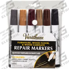 VARATHANE Wood Repair Marker: Wood Repair Marker, 6 Container Size, Wood, Varathane (MPN 347840). Key specifications — Brand: VARATHANE; Sub-Brand: Varathane; Color: Cherry; Resin Type: Rosin.