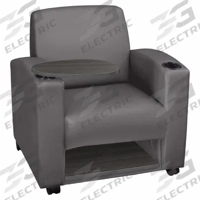 REGENCY Armchair: Gray, Gray, 4 Casters/Glides, Reversible Tablet/Under Seat Storage - Tablet Armchairs