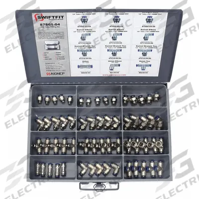 AIGNEP USA Tube Fitting Kit: Brass, 60 Pieces - Push-to-Connect Tube Fitting Kits