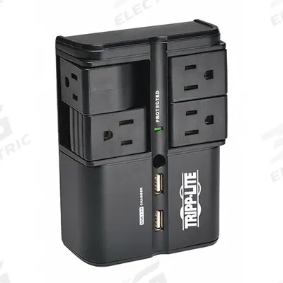 TRIPP LITE Surge,Direct Plug,Rotatable,540J,4Outlet (MPN SK40RUSBB) - Surge-Protected Outlet Plug Adapters
