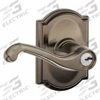 SCHLAGE Door Lockset: Office Lever Locksets, Nickel (MPN F51A FLA 620 CAM). Key specifications — attr1024149: Not Ligature-Resistant; attr1011488: SCHLAGE; attr1024446: F81; attr1011524: No Message; attr1011506: Camelot; attr1011485: No; attr1059461: Satin Nickel-Plated, Blackened, Satin Relieved, Clear Coated : Brass.