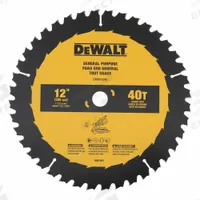 DEWALT Circular Saw Blade: 12 in Blade Dia., 40 Teeth, 0.11 in Cut Wd, 12 in Arbor Size, Combo, 2 PK (MPN DWA112CMB). Key specifications — attr1116119: DEWALT; attr1145631: Hardwood.