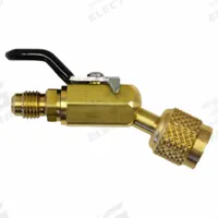 JB INDUSTRIES Mini Ball Valve: 3 in Lg, 45° Angle, Input 5/16 in Female SAE Right-Hand (MPN MBV5-03). Key specifications — Product Type: Mini Ball Valve; Brand: JB INDUSTRIES; Manufacturer Part Number: MBV5-03; Material: Brass.