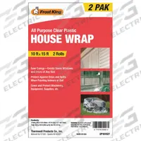 FROST KING Window Insulation Kit: 15 ft Overall Lg, 10 ft Overall Wd, Plastic Film, 2 Sheets, Clear (MPN 2P101527). Key specifications — Color: Clear; Material: Plastic Film.