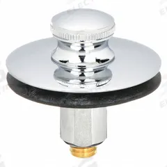WATCO Drain Stopper: Brass, Chrome-Plated, 2 in Overall Dia, Push and Pull, 2 in Fits Drain Size (MPN 38516-CP). Key specifications — Color: Silver; Material: Brass.