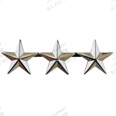 HEROS PRIDE Metal Rank Insignia: (3) Stars, 5/8 in, Silver, Metal, Clutch Pin, Rank Insignia - Metallic Insignia