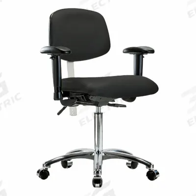APPROVED VENDOR Cleanroom Task Chair: Vinyl, Arms Included, Ht Range 21 1/2 in to 29 in - Vinyl Cleanroom Chairs
