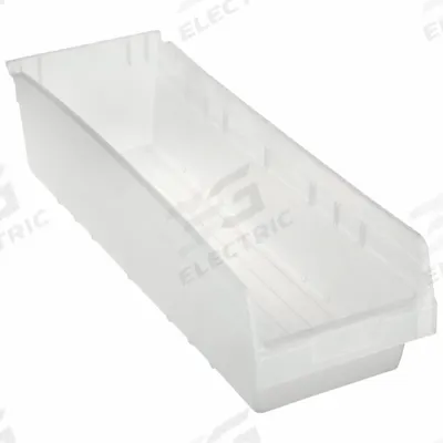 AKRO-MILS Shelf Bin: 23 5/8 in Overall Lg, 8 3/8 in x 6 in, Clear, Nesting Capable - Clearview Plastic Shelf Bins