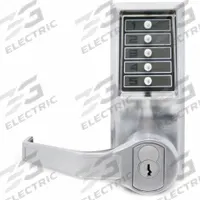 SIMPLEX Mechanical Push Button Lockset: ADA Compliant, Chrome (MPN LL1021M26D41). Key specifications — Product Type: Mechanical Push Button Lockset; Manufacturer Part Number: LL1021M26D41; Key Override Options: LFIC Medeco/ASSA/Yale/Abloy (5 or 6-pin length) core not included.