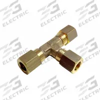 PARKER Compression Tee Fitting: 5 mm OD x 5 mm OD x 5 mm OD Fitting Size, Brass, 42 mm Overall Lg (MPN 0104 05 00). Key specifications — Brand: PARKER.