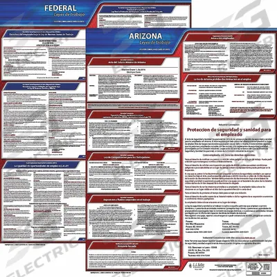 JJ KELLER Labor Law Poster: AZ, Spanish, Plastic, 20 in x 24 in - State & Federal Labor Law Poster Sets