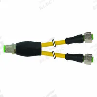 Cordset: M12 Male Straight X (2) M12 Female Straight, 3 Pins, Yellow, PVC, 0.3 m Cable Lg (MPN 7000-40701-0130030). Key specifications — Cable Jacket Color: Yellow; End 1 Gender: Male; End 1 Mounting Orientation: Straight; End 2 Gender: Female; End 2 Mounting Orientation: Straight; End 2 Connection Type: (2) M12; IP Rating: IP66K; Brand: MURRELEKTRONIK.