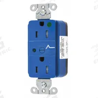 HUBBELL Receptacle: Hospital Grade Fed. Spec., Duplex, 5-15R, Blue, 125V AC, 15 A, 2 Pole / 3 Wire (MPN SNAP8262S)