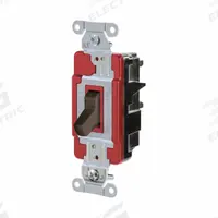 HUBBELL Wall Switch: Toggle Switch, 3-Way, Maintained, Brown, 120/277V AC, 20 A (MPN HBL1223ST). Key specifications — Illuminated: No; Voltage Rating: 120/277V AC.