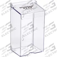 Hairnet Dispenser: Wall, 4 7/16 in x 3 29/32 in x 7 7/8 in, PETG, Clear (MPN HP-010). Key specifications — Dispensing Method: Hinged Top; Mounting Location: Wall; Material: PETG; Dispenser Capacity: 50+ Packaged Hairnets; Products Dispensed: Hairnets (Bulk); Dispenser Layout: 1 Compartment; Dispenser Style: Tray; Brand: BOWMAN DISPENSERS.