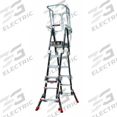 LITTLE GIANT Combination Ladder: 2 Configurations, Fiberglass, 375 lb Load Capacity - Safety-Cage Extending Multifunction Ladders
