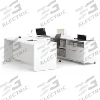 BESTAR U-Shaped Office Desk: White, 71 1/8 in Overall Wd, 89 in Overall Dp, White (MPN 120861-17). Key specifications — Color: White; Desktop Color: White; Material: Particle Board; Product Material: Laminate Particle Board.