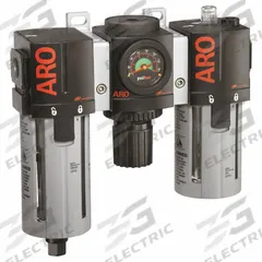 ARO Filter/Regulator/Lubricator: 3/4 in NPT, 171 scfm, 140 psi Max Op Pressure, 5 micron, Auto Drain (MPN C38351-801). Key specifications — attr109588: 2000; attr109524: ARO.