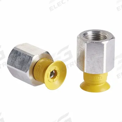 SCHMALZ Vacuum Pad Assembly: G1/8 in, 16.8 mm Pad Dia, NBR-ESD, 55 A, Yellow - Flat Type Electronics Industry ESD Vacuum Pad Assemblies