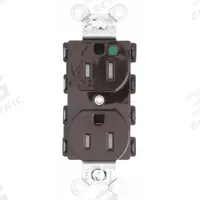 HUBBELL Receptacle: Hospital Grade Fed. Spec., Duplex, 5-15R, Brown, 125V AC, 15 A, 2 Pole / 3 Wire (MPN SNAP8200TRA)